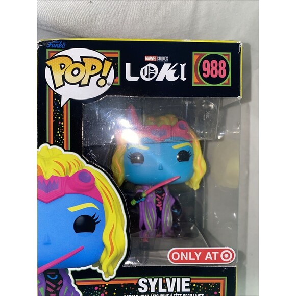 Funko POP Marvel Sylvie Loki #988 Blacklight Special Edition New Box Damage - Picture 3 of 8